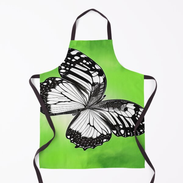 Item preview, Black and White Butterfly with Bright Neon Green Background designed and sold by deniselynnimage.