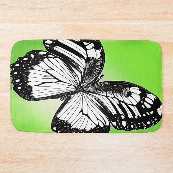 Item preview, Black and White Butterfly with Bright Neon Green Background designed and sold by deniselynnimage.