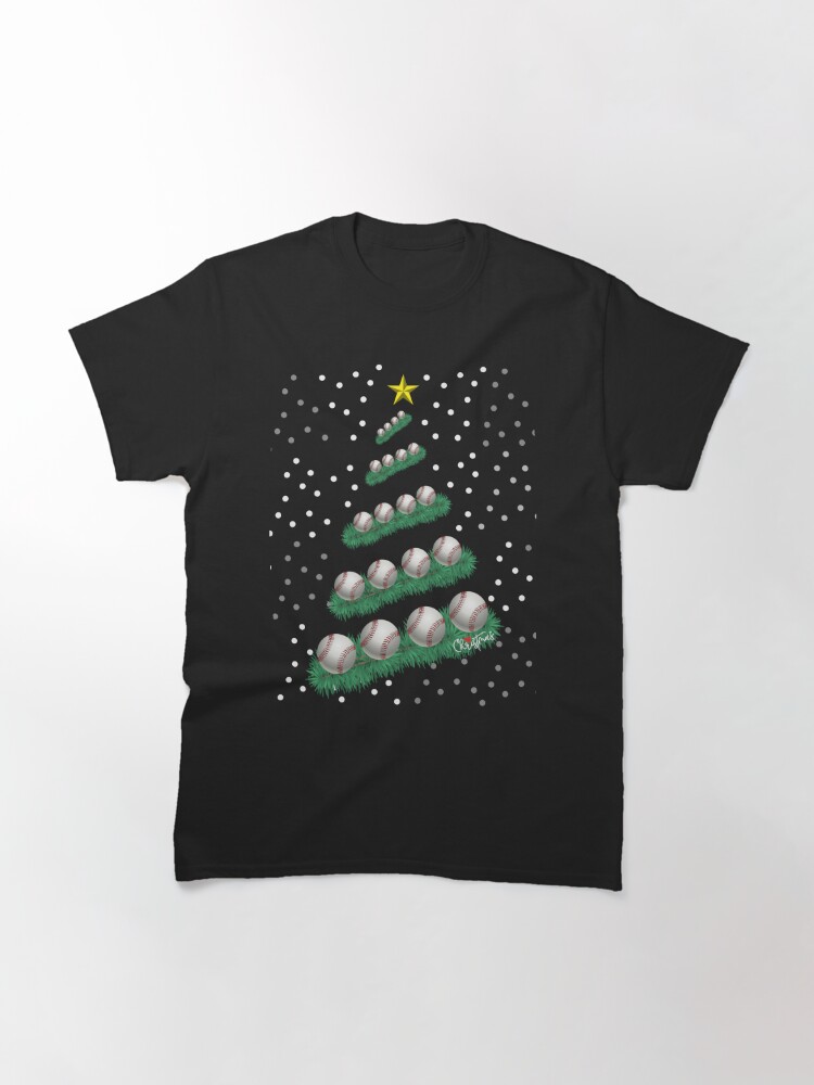 Disover Baseball Lover Xmas Tree Lights Santa Baseball Christmas Classic T-Shirt