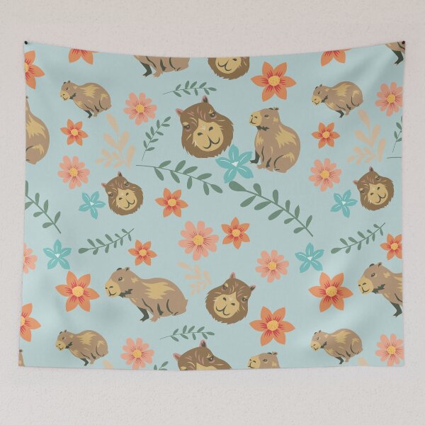 Item preview, Capybaras with flowers green designed and sold by ArlacV.
