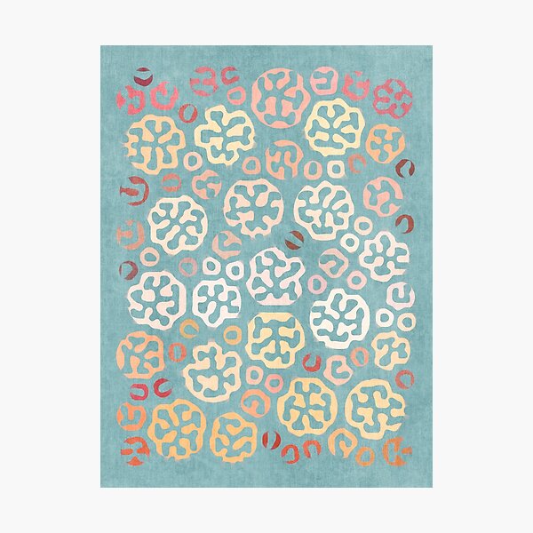 Item preview, Stencil Flowers Green Pink Yellow Orange designed and sold by FAROSSTUDIO.