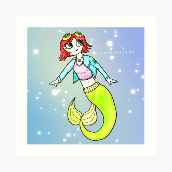 Scott Pilgrim Ramona Flowers Ariel Mermaid Mashup by Jayne Kitsch Art Print