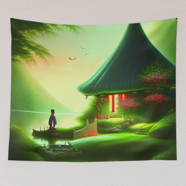 Item preview, Fantasy House In a Greenery Scene, Fantasy Cottagecore designed and sold by NatureFood.
