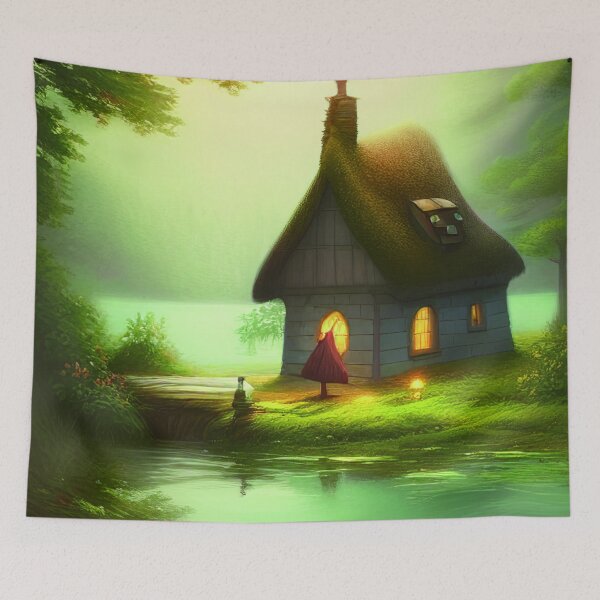 Item preview, Fantasy House In a Greenery Scene, Fantasy Cottagecore designed and sold by NatureFood.