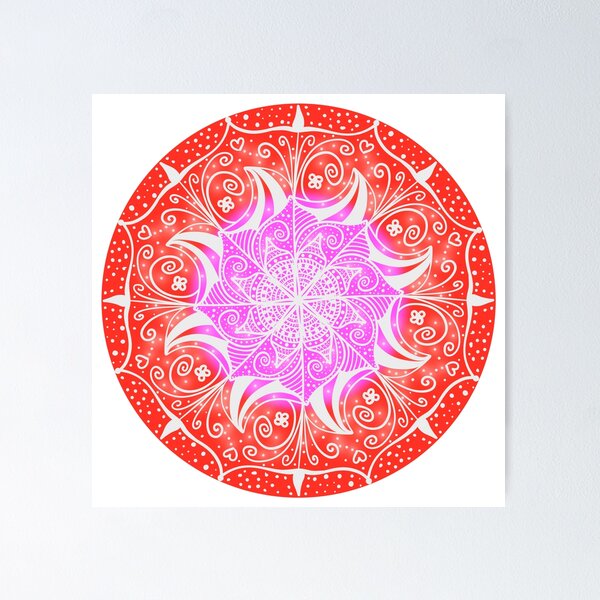 Item preview, Mandala rojo blanco rosa designed and sold by magicmandy.