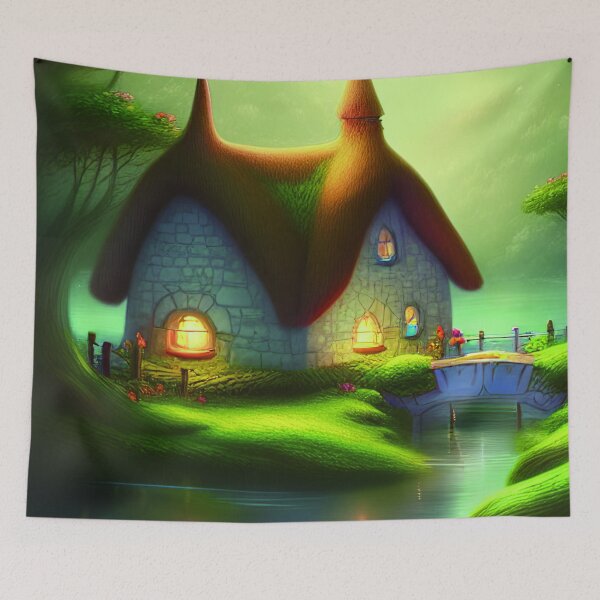 Item preview, Fantasy House In a Greenery Scene, Fantasy Cottagecore designed and sold by NatureFood.