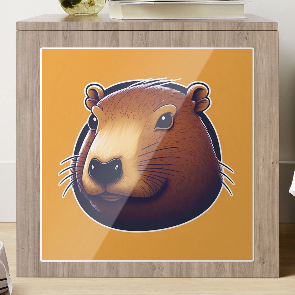 Set of stickers, badge with cute cartoon capybaras. Yellow background.  Vector illustration. 20248901 Vector Art at Vecteezy