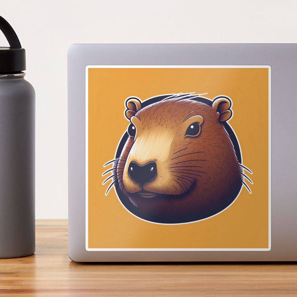 Set of stickers, badge with cute cartoon capybaras. Yellow background.  Vector illustration. 20248901 Vector Art at Vecteezy