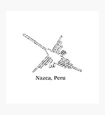 White Nazca Lines Hummingbird Photographic Print