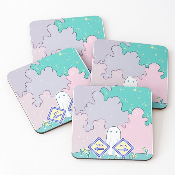 Item preview, A ghost asking Yes or yes? in a tulips meadow designed and sold by Inkcapella.