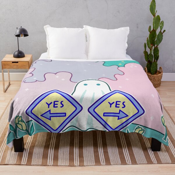 Item preview, A ghost asking Yes or yes? in a tulips meadow designed and sold by Inkcapella.
