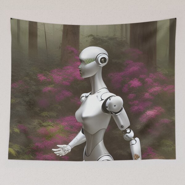 Item preview, Robot in forest designed and sold by TheAIShop.