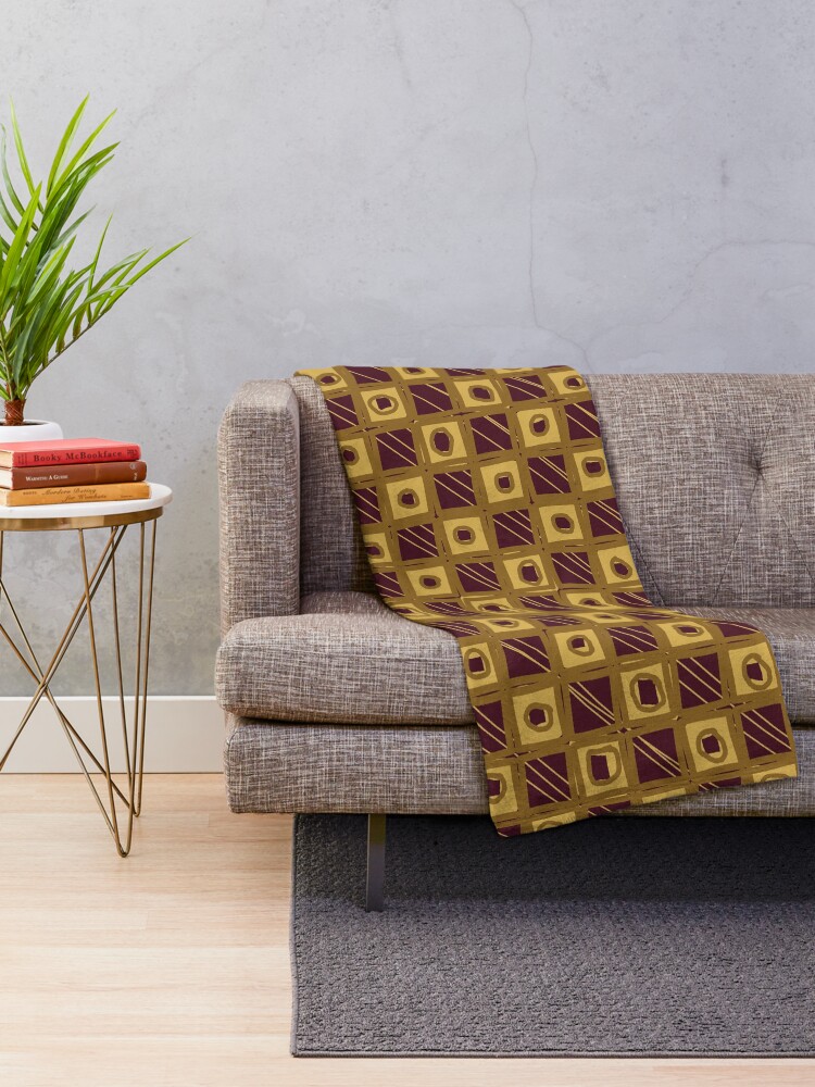 Thumbnail 2 of 6, Throw Blanket, Abstract Square Pattern designed and sold by mrtraz.