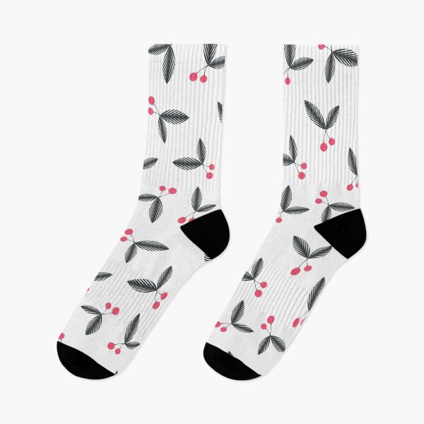 Item preview, Seamless floral berry cherry pattern on white designed and sold by fuzzyfox.