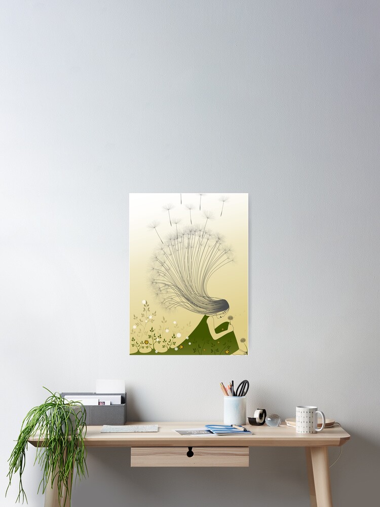 Thumbnail 1 of 3, Poster, The Girl with Dandelion Hair designed and sold by franzi.