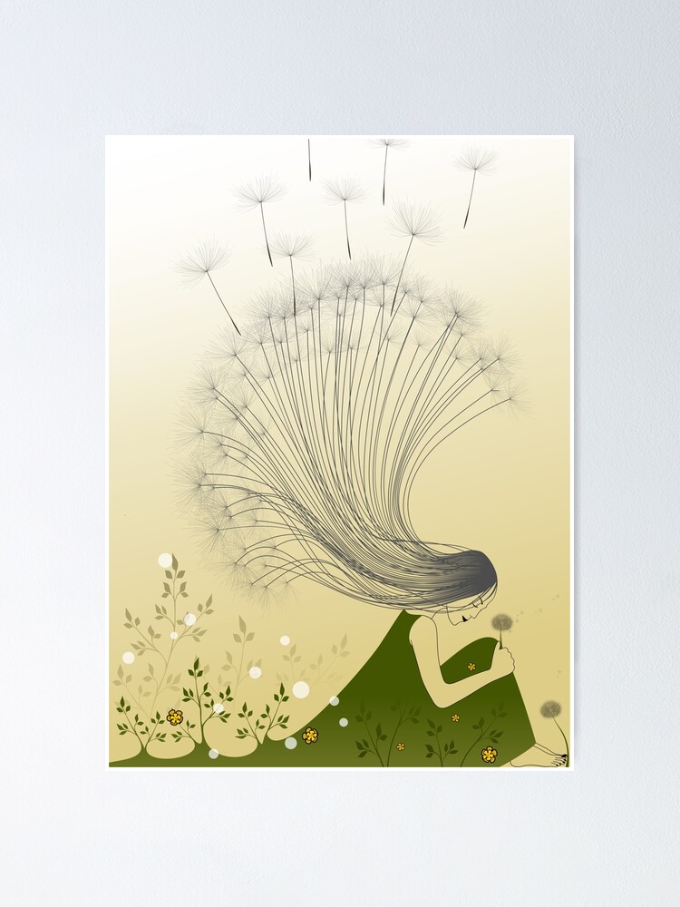 Thumbnail 2 of 3, Poster, The Girl with Dandelion Hair designed and sold by franzi.