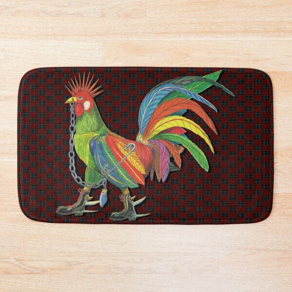 Artikelvorschau, Punky Rooster Basic on Burgundy Checked Black Dark entworfen und verkauft von AJLeibengeist.