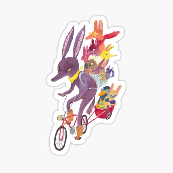 Cycling through the forest Sticker