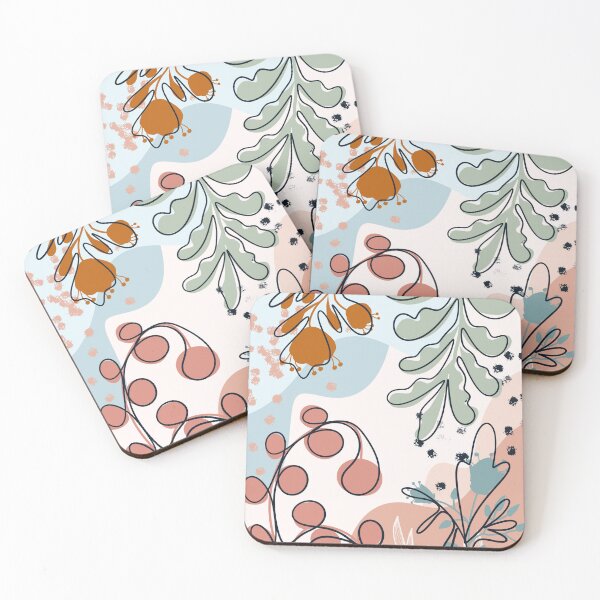 Item preview, Coral Retro Boho Floral Tropical Leaves Art Pattern designed and sold by redbubbleart18.