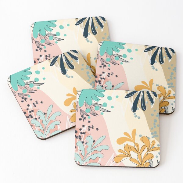 Item preview, Pink and Blue Retro Boho Floral Tropical Leaves Art Pattern designed and sold by redbubbleart18.