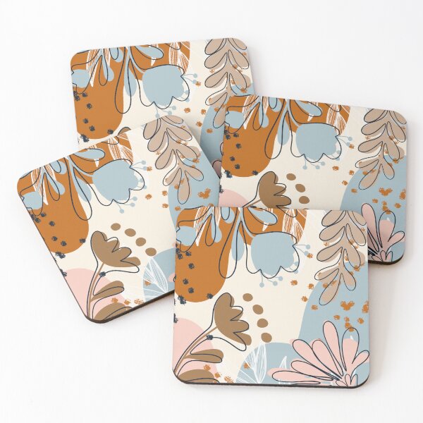 Item preview, Orange and Blue Retro Boho Floral Tropical Leaves Art Pattern designed and sold by redbubbleart18.