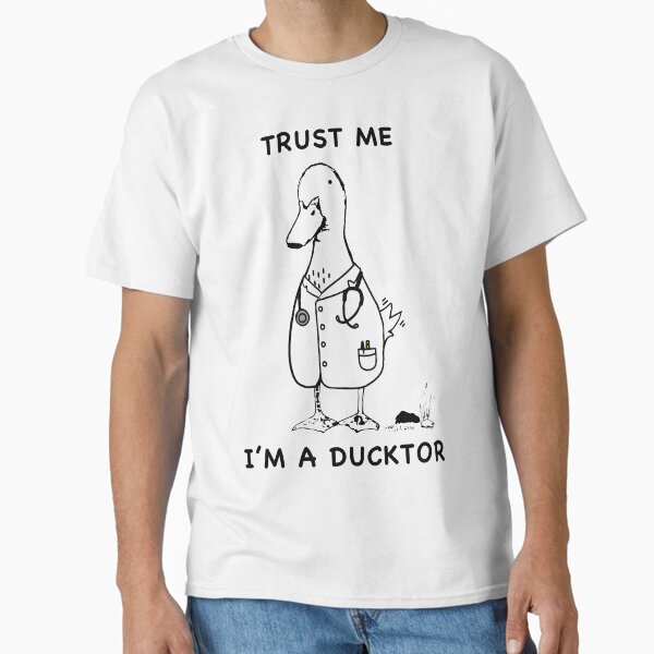 Vista previa del artículo con la obra «Ducktor, confía en mí, soy un Ducktor Funny Duck Doctor», diseñado y vendido por zackup.