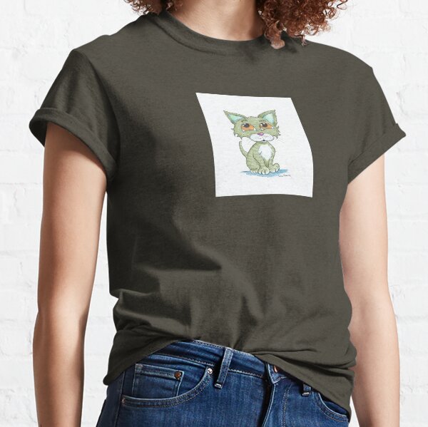 Cute Green Cat Classic T-Shirt