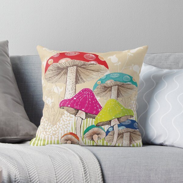 Magical Mushrooms Throw Pillow
