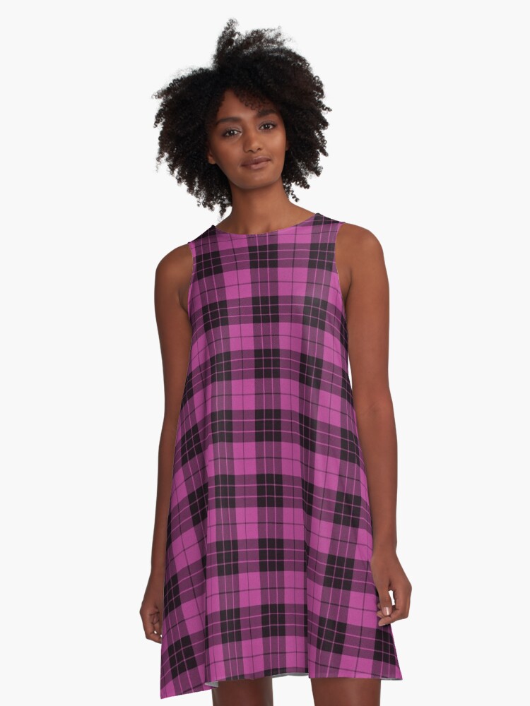 hot pink plaid a line skirt