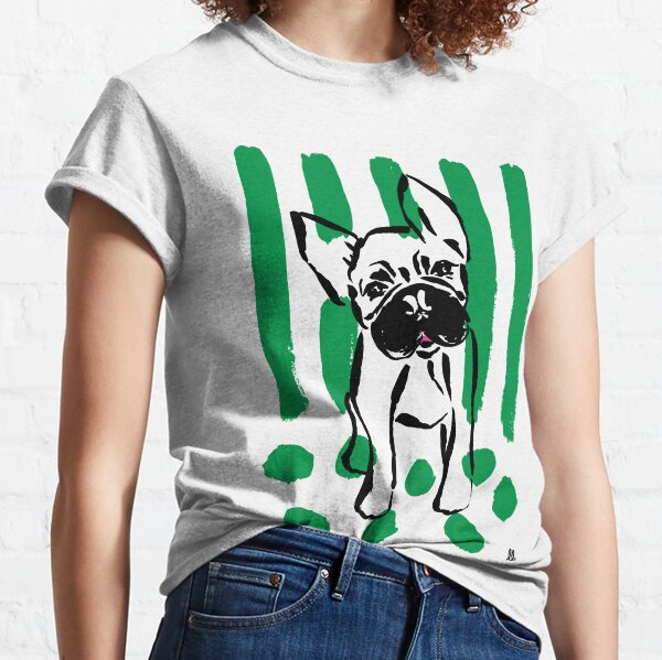 French Bulldog Illustration in Black and Green Classic T-Shirt