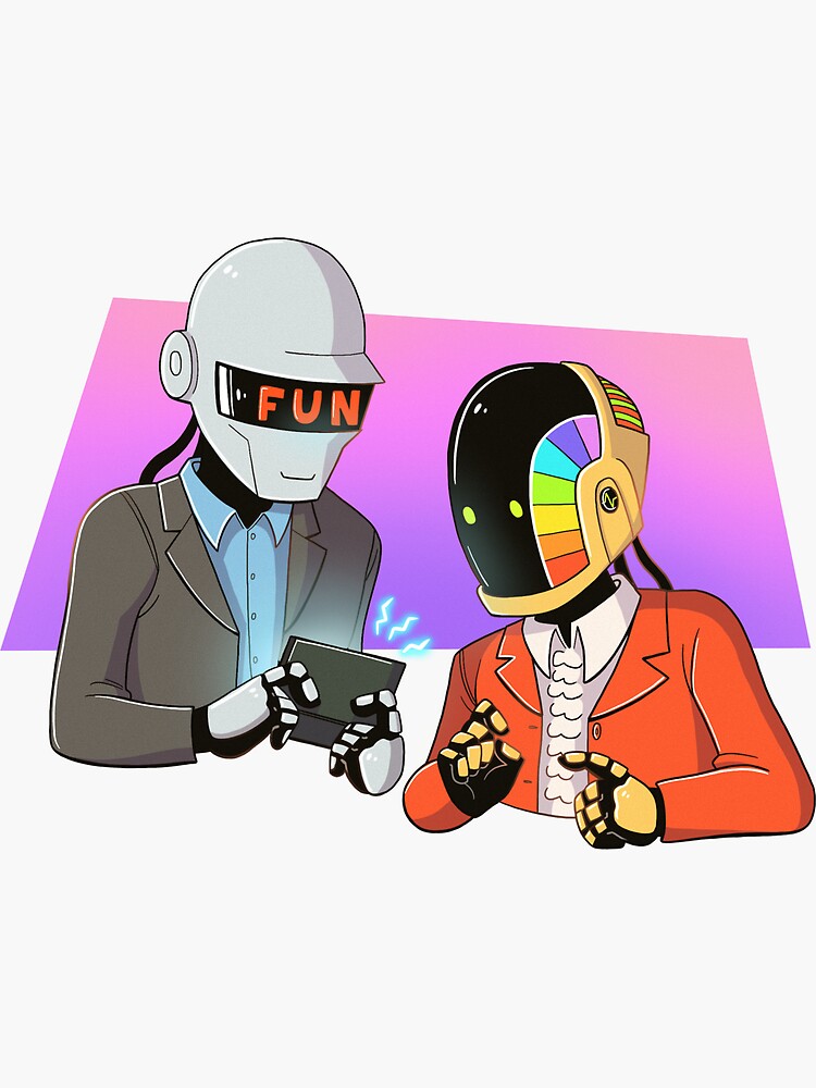 "Daft Punk Play Video Games" Sticker for Sale by aspinksart Redbubble