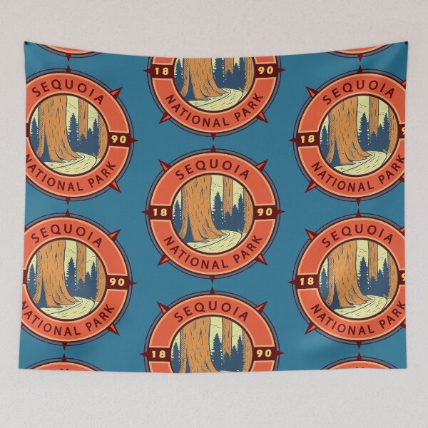 Item preview, Sequoia National Park Illustration Retro Compass Emblem designed and sold by KrisSidDesigns.