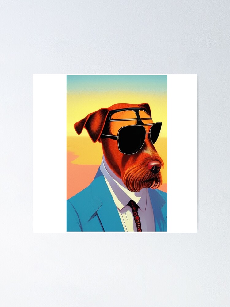 "elegant dog with glasses" Poster for Sale by GOLDPIECES Redbubble