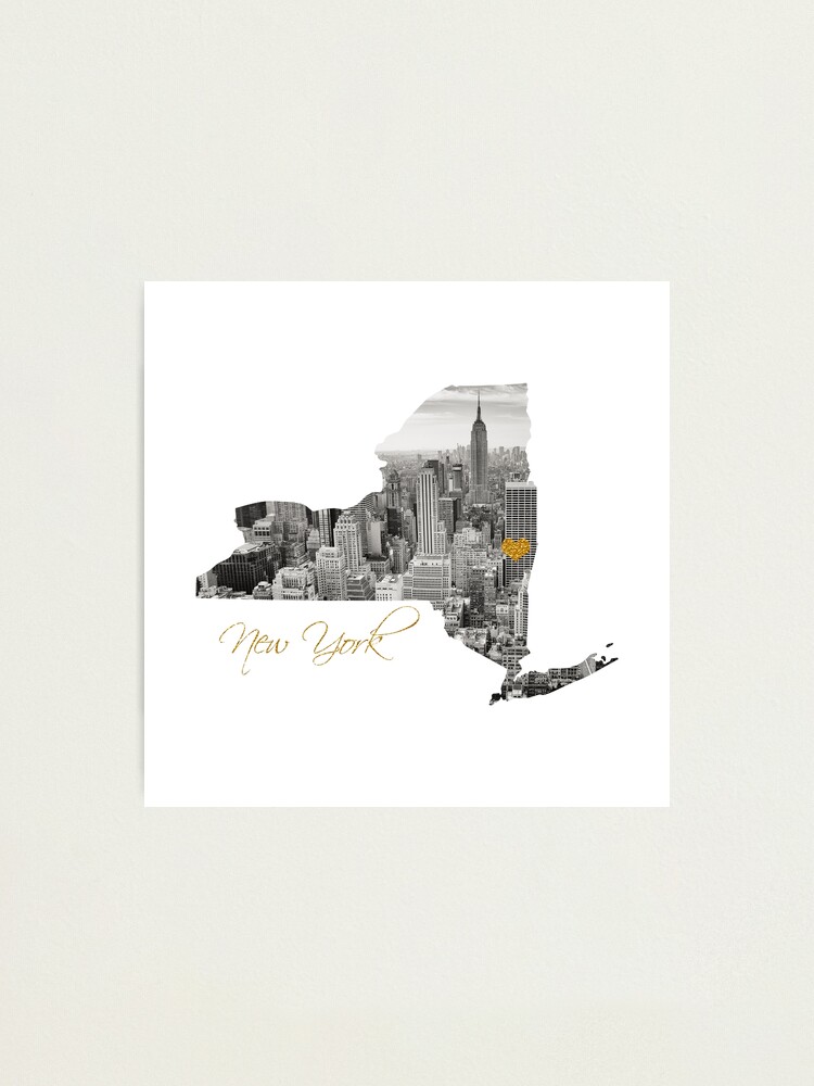 Alternate view of New York Map Cut Out Photographic Print