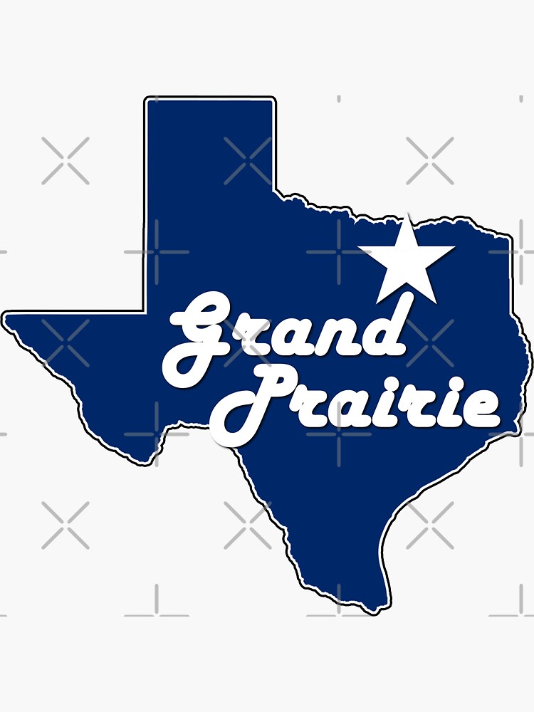 "City of Grand Prairie Texas Lone Star State Map Navy Blue" Sticker for