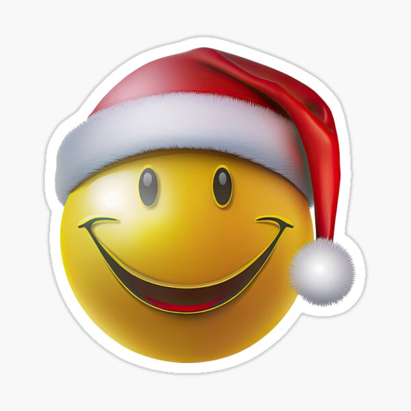 "Santa Smiley Face" Sticker for Sale by utwlabs | Redbubble