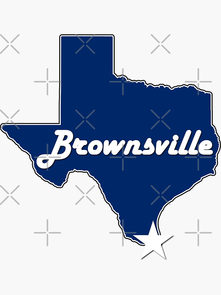 "City of Brownsville Texas Lone Star State Map Navy Blue" Sticker for