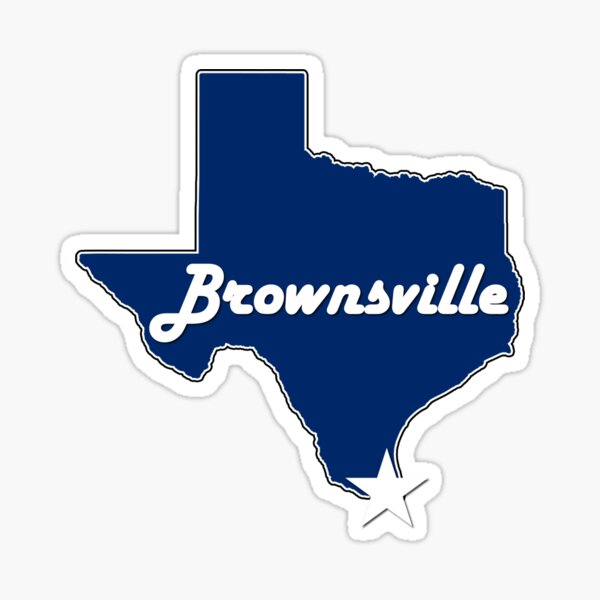 "City of Brownsville Texas Lone Star State Map Navy Blue" Sticker for