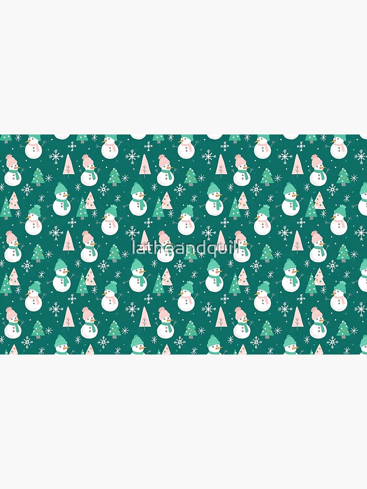 Merry Snowmen on Vivid Teal by latheandquill