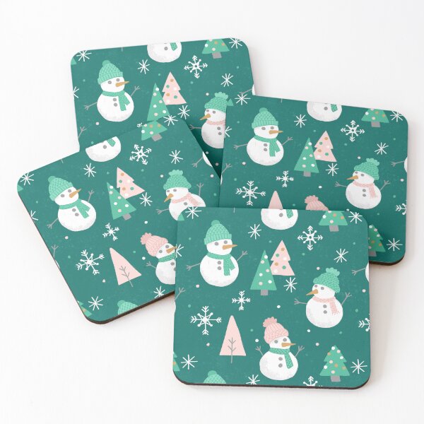 Item preview, Merry Snowmen on Vivid Teal designed and sold by latheandquill.