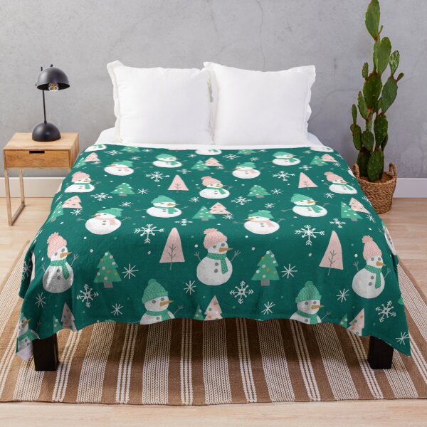 Item preview, Merry Snowmen on Vivid Teal designed and sold by latheandquill.