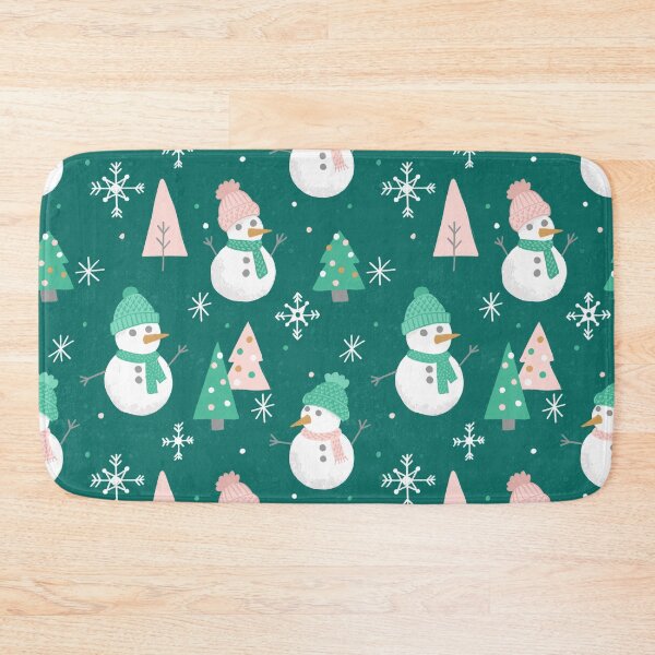 Item preview, Merry Snowmen on Vivid Teal designed and sold by latheandquill.