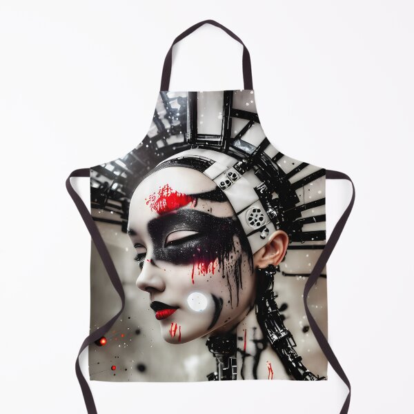 Aperçu de l'œuvre Gouttes de peinture acrylique Cyberpunk japonais Geisha Cyborg - art numérique moderne créée et vendue par ai-mnesia.