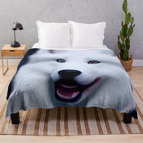 Item preview, White Samoyed dog portrait - neon light #12 designed and sold by supeart.