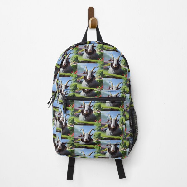 Item preview, Smiling Billy Goat in a Field of Grass and Botanical Flowers with Blue Sky designed and sold by deniselynnimage.