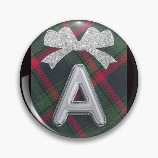 Item preview, Glorious Red and Green Plaid with Glittering Bow and Puff Initial-A designed and sold by SunMoonBeyond.