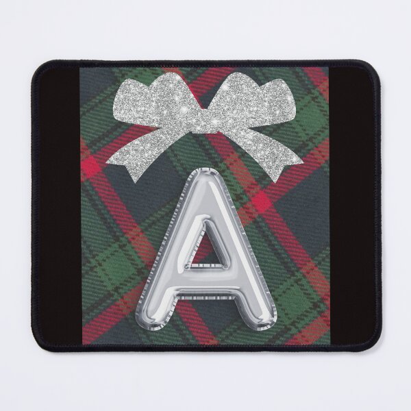 Item preview, Glorious Red and Green Plaid with Glittering Bow and Puff Initial-A designed and sold by SunMoonBeyond.