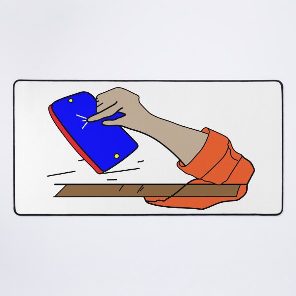 Item preview, A hand and mobile phone upon a table designed and sold by Chitrogiri.