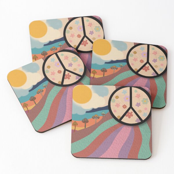 Item preview, Groovy Vintage Flower Power Peace and Mushrooms designed and sold by By Aurora Sky.