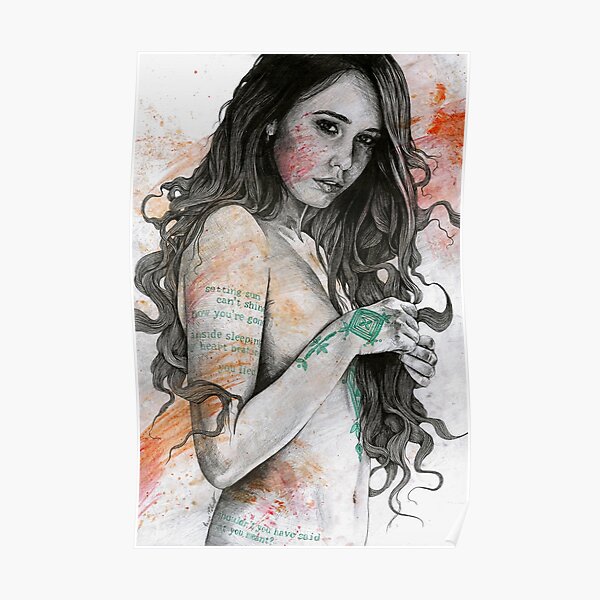 You Lied (portrait féminin érotique, fille nue avec des tatouages de mandala mehndi) Poster